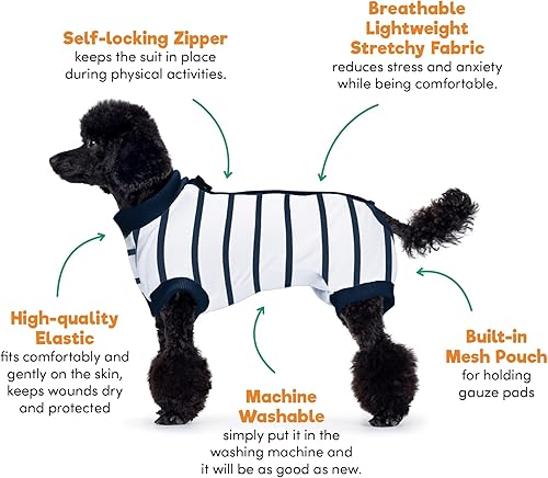 Miniatura 7 de BENCMATE Traje de recuperación para perro, mameluco de recuperación para perro después de una cirugía, camisa profesional de recuperación con