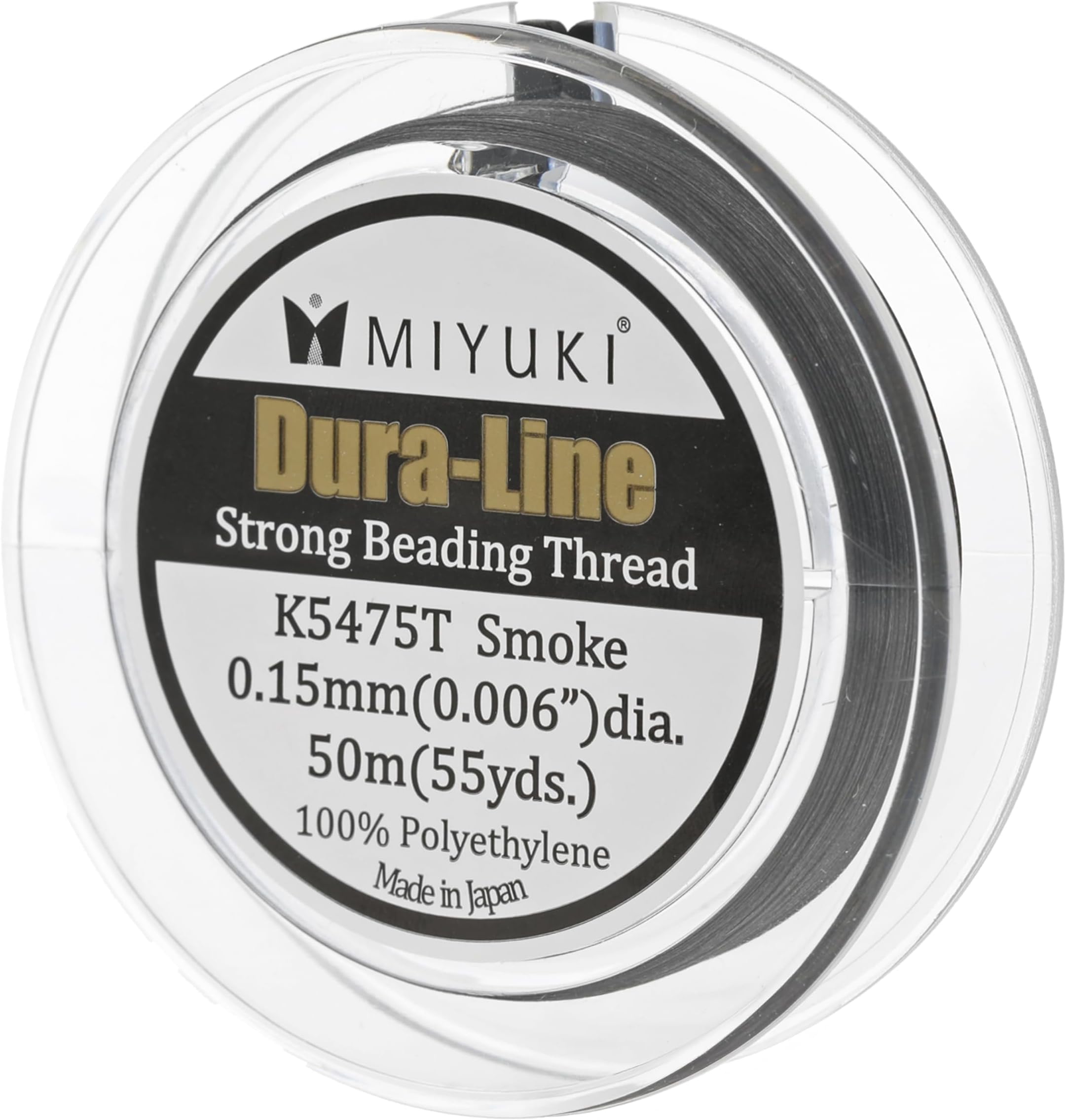 Miyuki Dura-Line Beading Thread – Durable Braided String, Smoke, 0.15 mm in Diameter, 50-Meter Spool