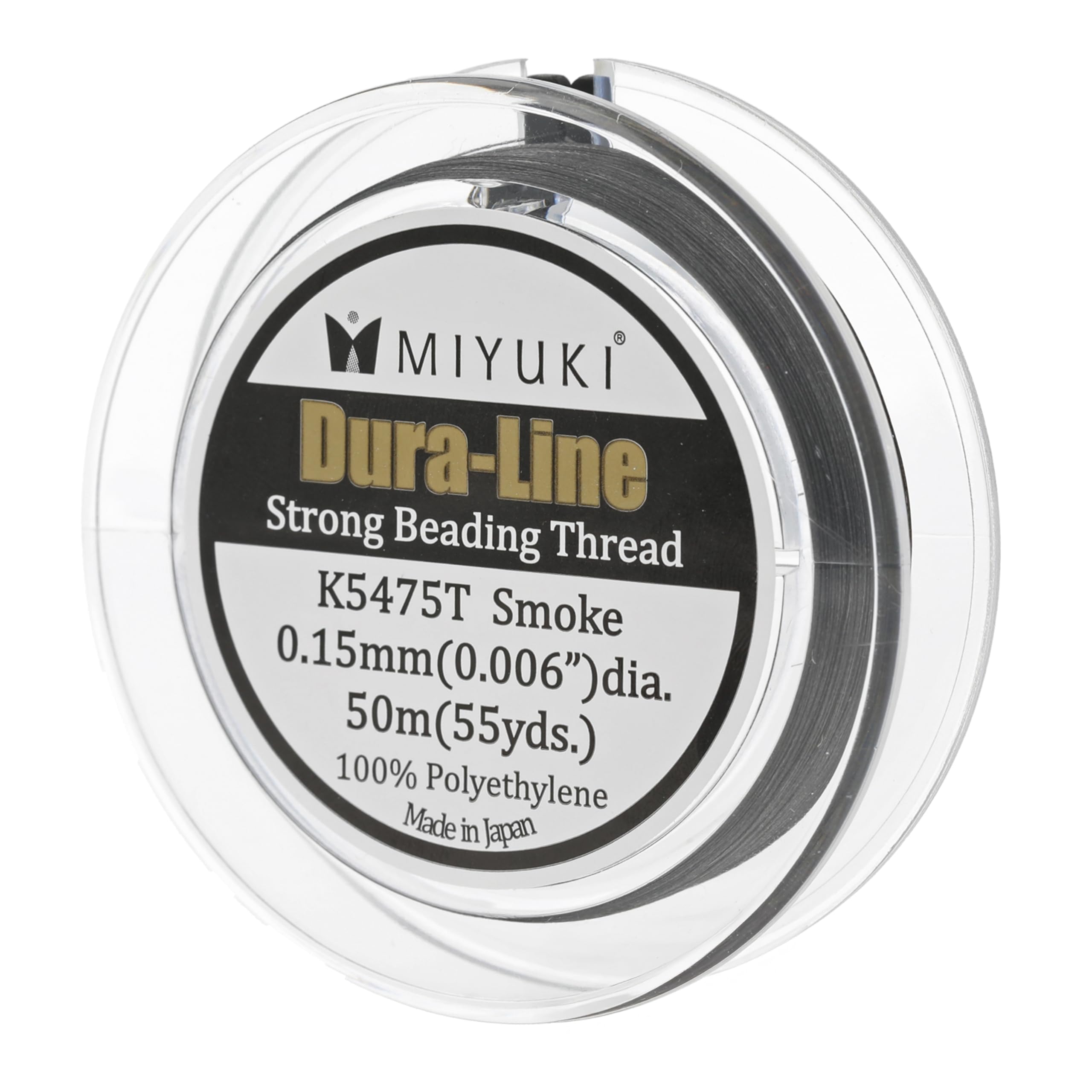 Miyuki Dura-Line Beading Thread – Durable Braided String, Smoke, 0.15 mm in Diameter, 50-Meter Spool