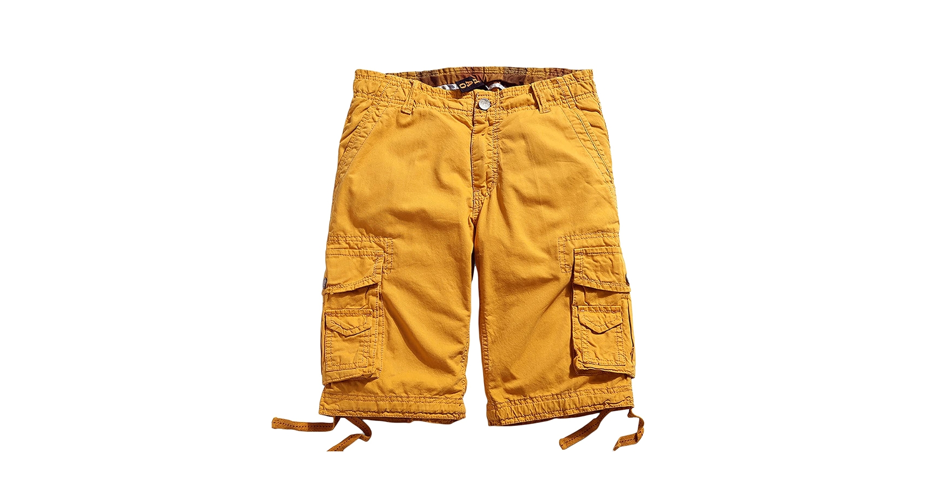 Men?s Cotton Cargo Shorts Casual Elastic Waist Multi-Pockets