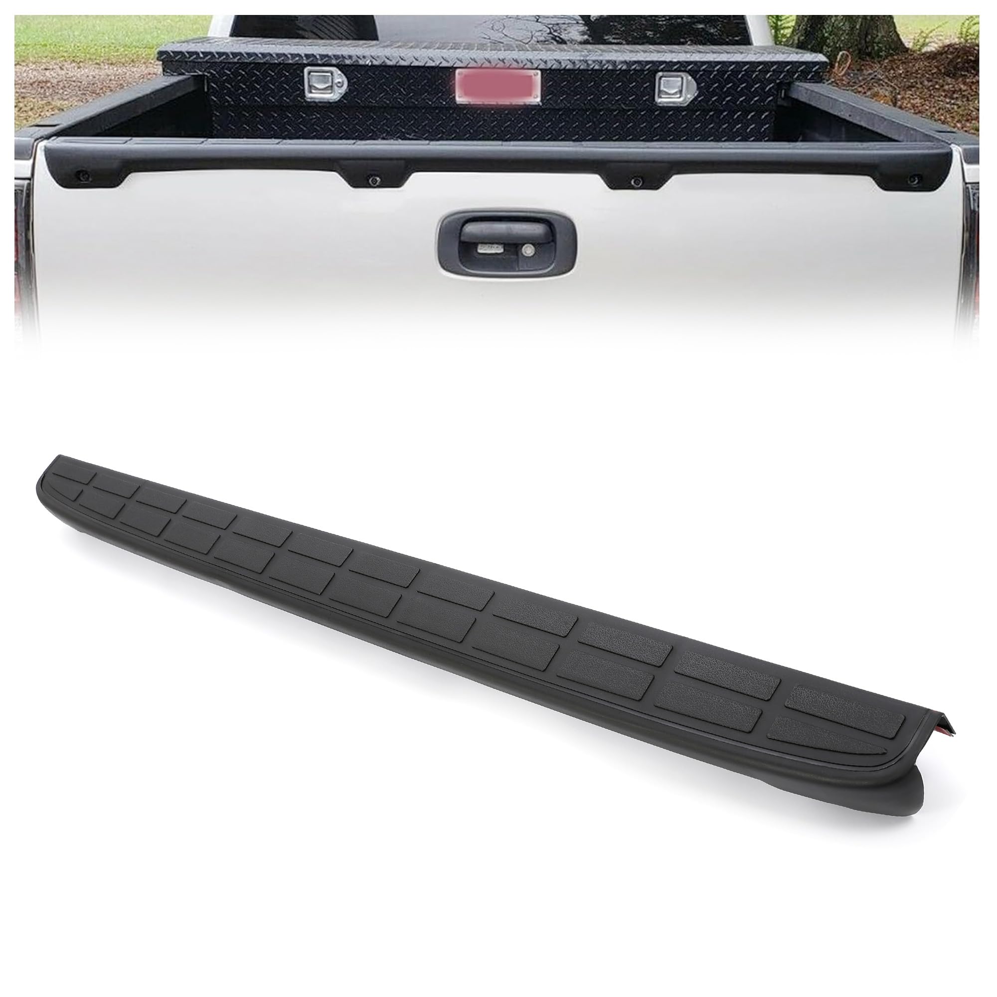 HECASA Tailgate Spoiler Cap Compatible with 1999-2007 Chevy Silverado GMC Sierra Replacement for 15932249 GM1909101 Molding Top Protector Cover