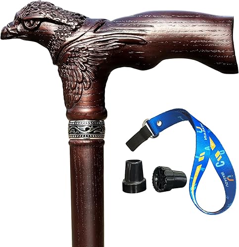 Bastón de madera tallada a mano, fabricado en Estados Unidos, con águila tallada, ergonómico, elegante, bastones de madera para hombres y mujeres,
