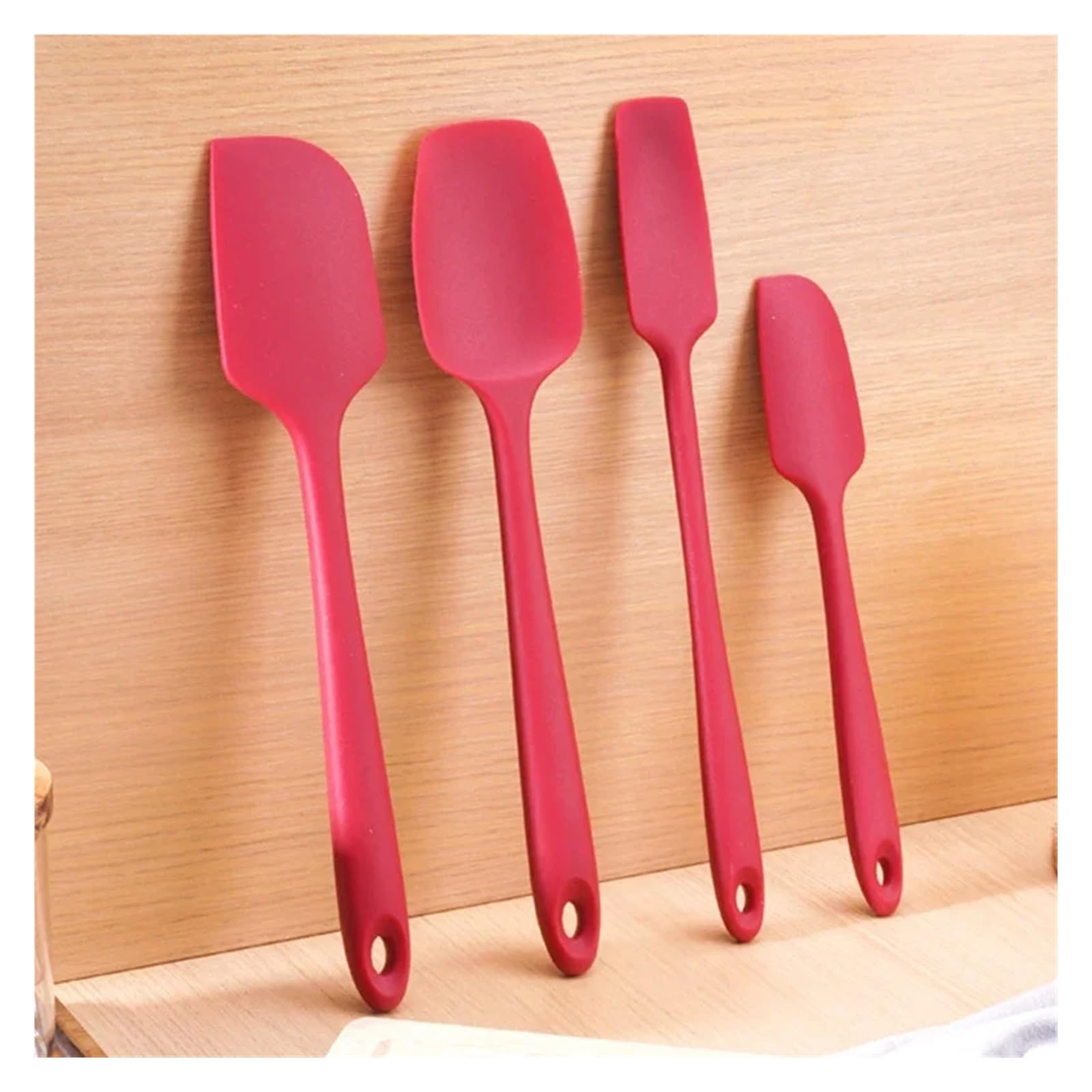 4/5-teiliges Set aus Silikonspateln, hitzebeständigen Butterstreichern, Glasschabern, Teigschabern und Küchenhelfern for Kochen Backen(5Pcs Red)