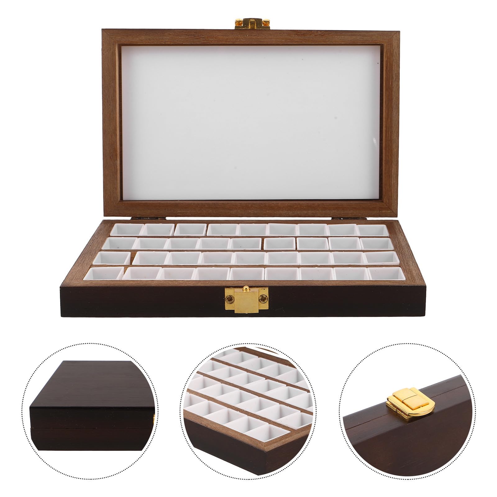 Générique Palette de Peinture Aquarelle Portable Bois 36 Demi-Godets - Plateau sécurisé Contre Le séchage - Adaptée aux projets artistiques en extérieur - Organisateur pour pigments et