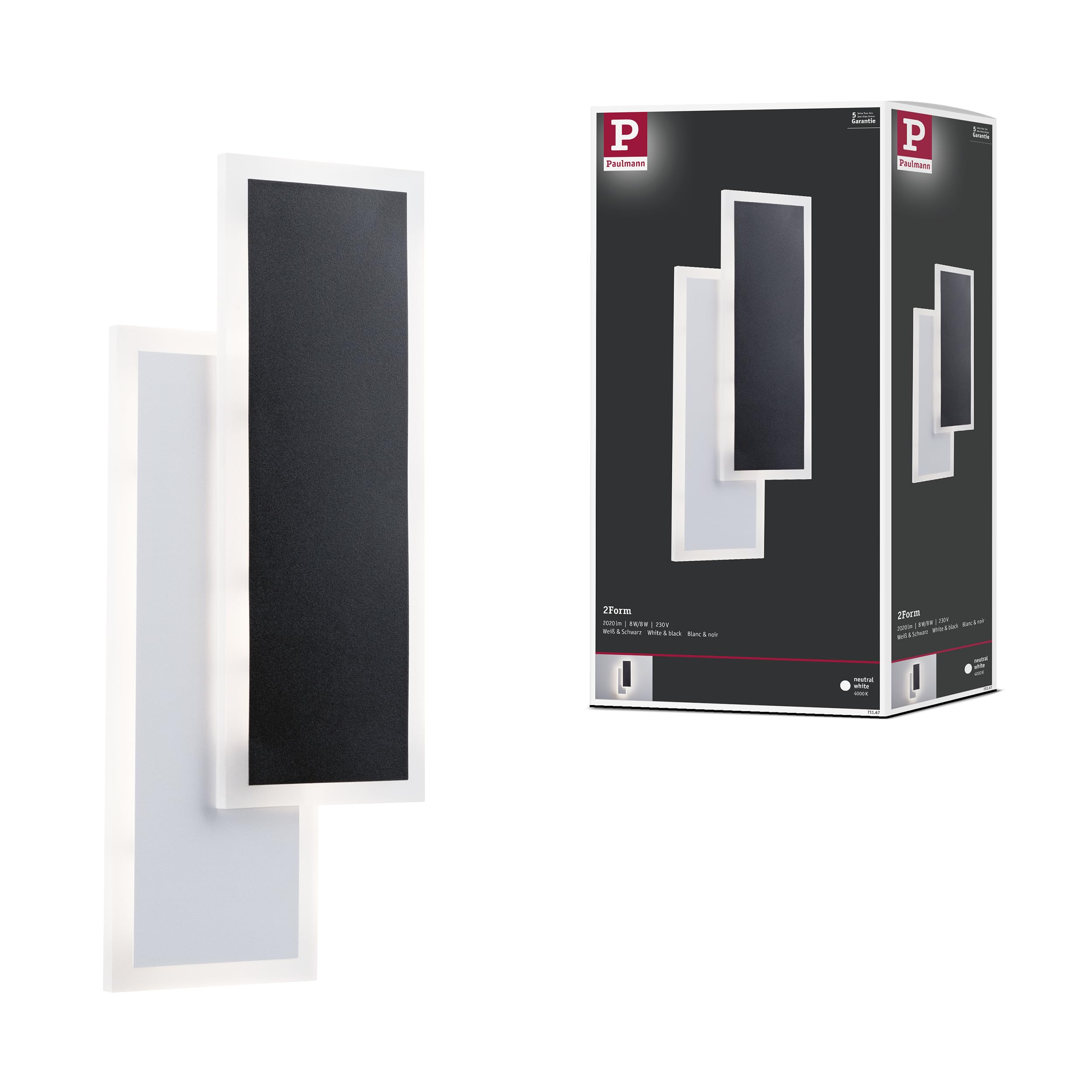 Paulmann 71167 WD 2Form WL LED 16W 150x350mm Weiß Schwarz 230V Acryl Metall