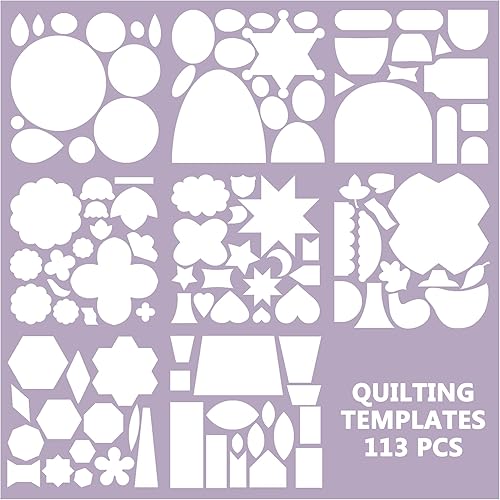 UPTTHOW 113 plantillas de acolchado de formas simples diseño geométrico de bordado de retazos manualidades 8 juegos de patrones para edredón