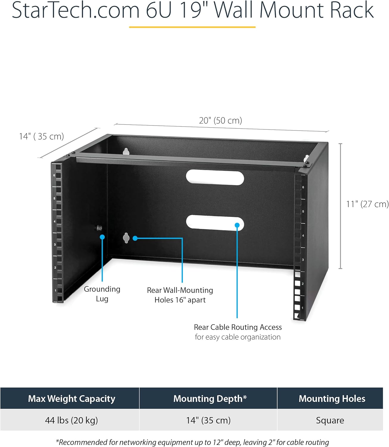 Hоttеѕt Sаlеѕ StarTech.com 6U Wall Mount Network Rack - 14 Inch Deep (Low Profile) - 19 Patch Panel Bracket for Shallow Server and IT Equipment, Network Switches - 44lbs/20kg Weight Capacity, Black (WALLMOUNT6)