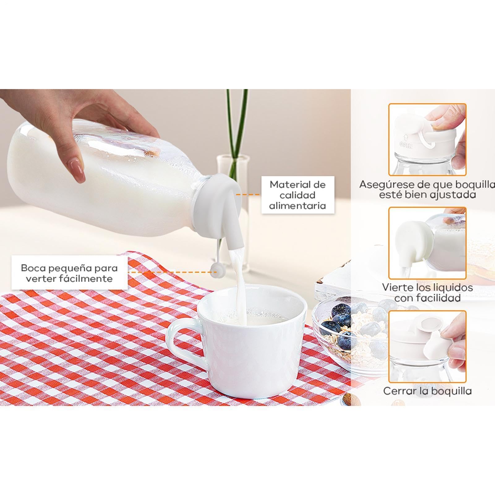 Glasflaschen Für Saft 1 Liter Wiederverwendbare Luftdichte Trinkflasche Mit | Auslaufsicherer Trinkbecher Für Wasser, Milch, Saft, Kühlschrank, Küche, Kochen, Reisen Und