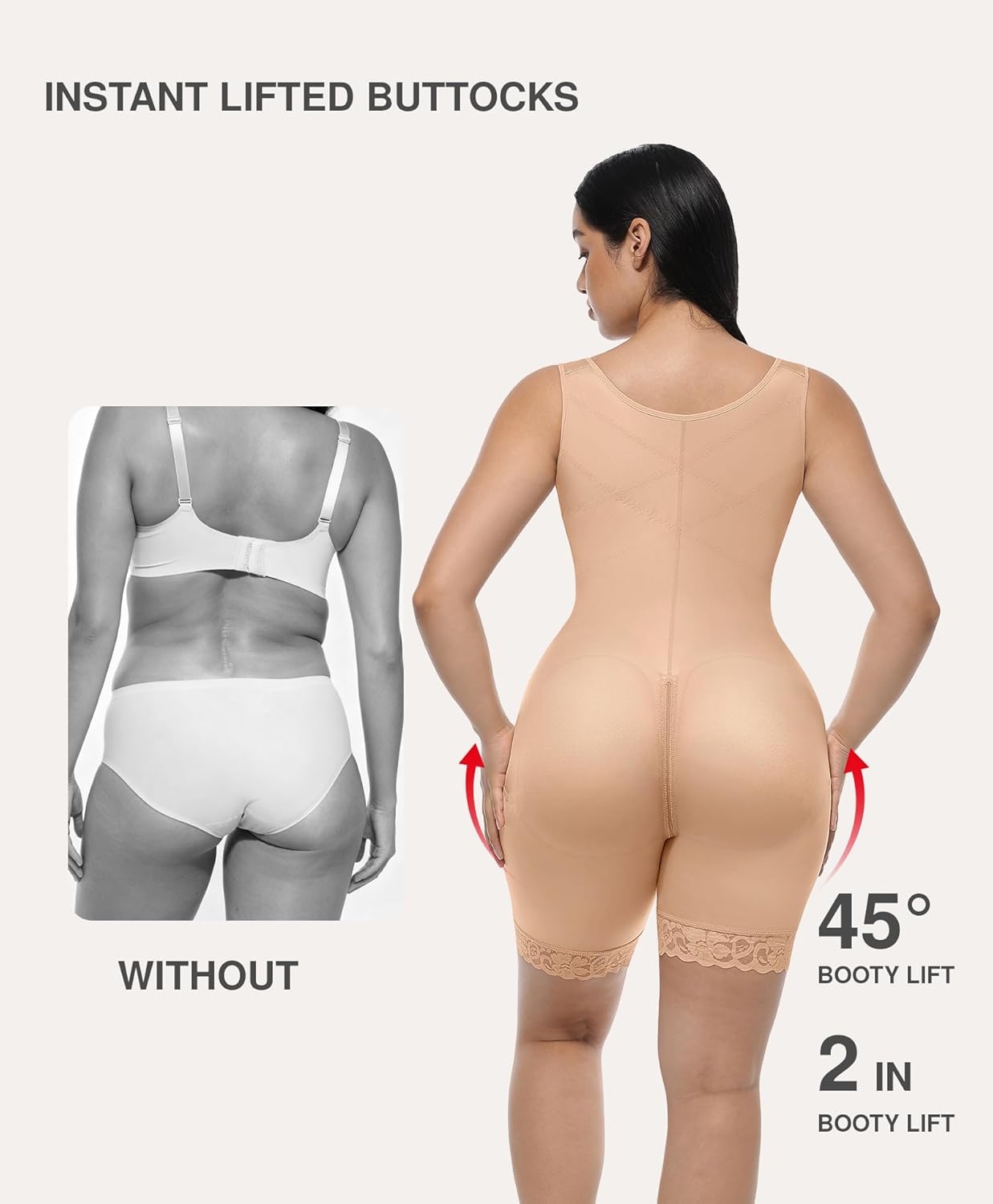 Lover-Beauty Fajas Colombianas Shapewear Tummy Control Postpartum Body Shaper Butt Lifter Bodysuit with Zipper Crotch