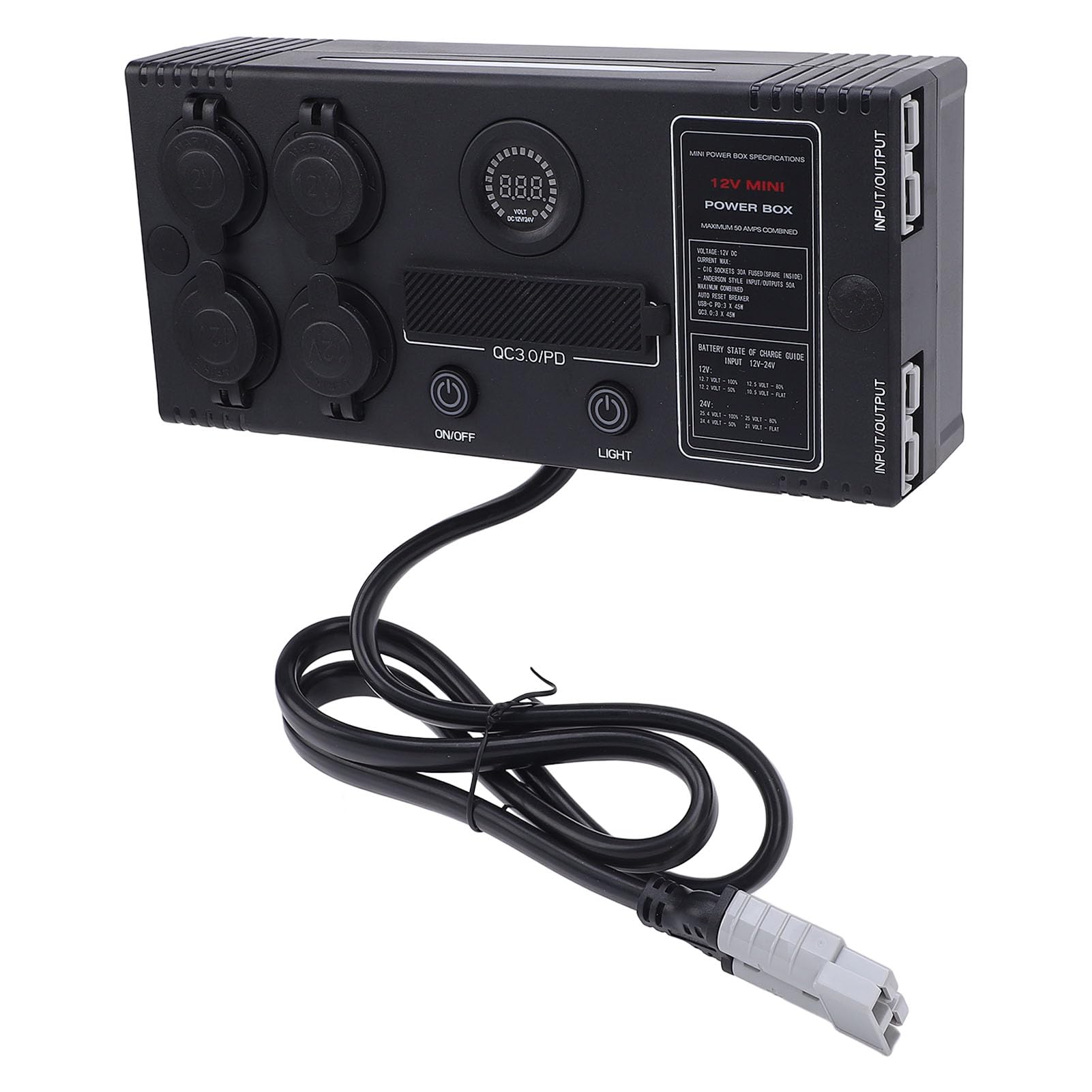 12V Mini Power Box Tragbarer Steuer Hub für Anderson Plug QC 3.0 Port LED Light Power Hub -Verteilungsbox