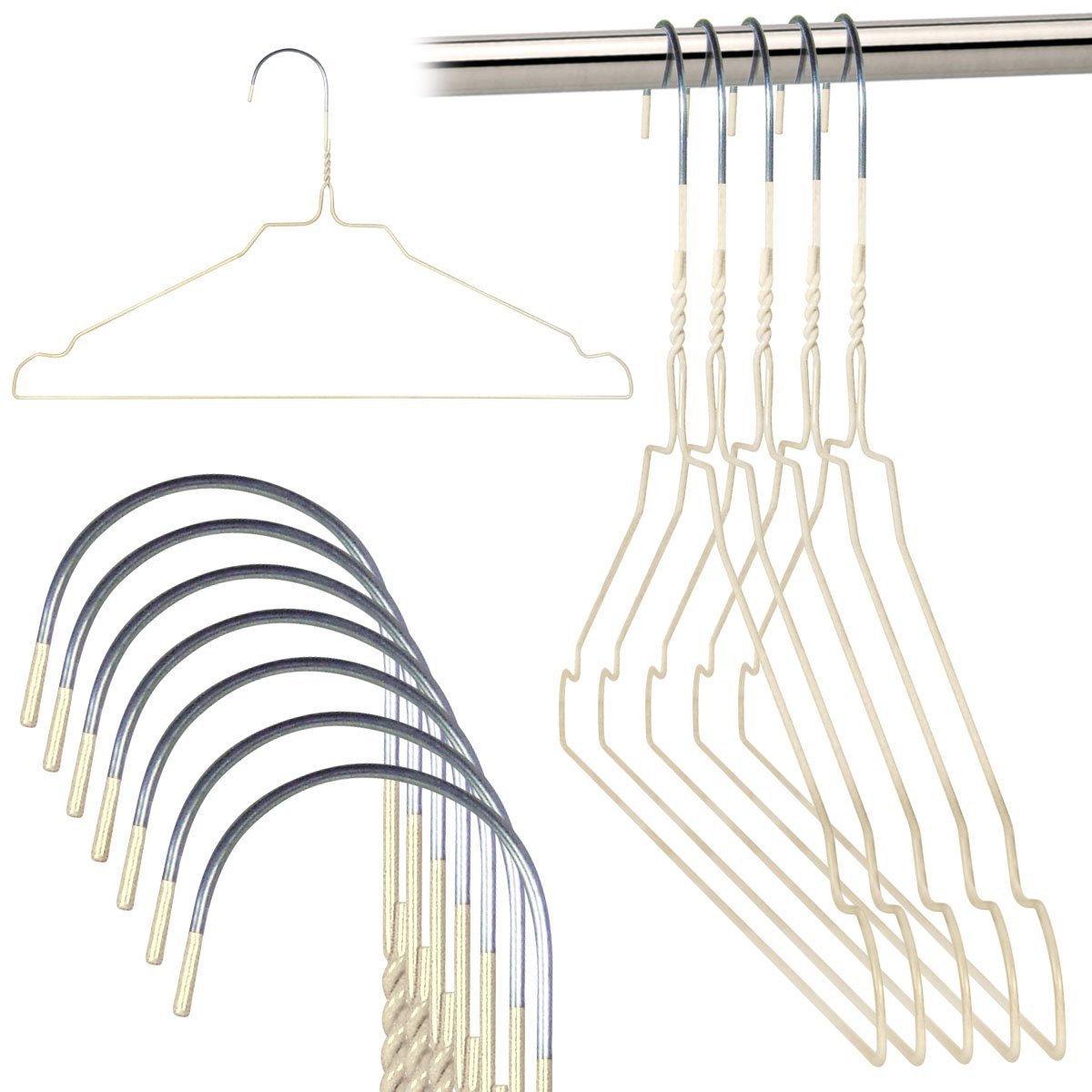 HANGERWORLD 450 Grucce Appendiabiti 40cm in Metallo Cromato Bianco Salvaspazio per Casa e Lavanderia