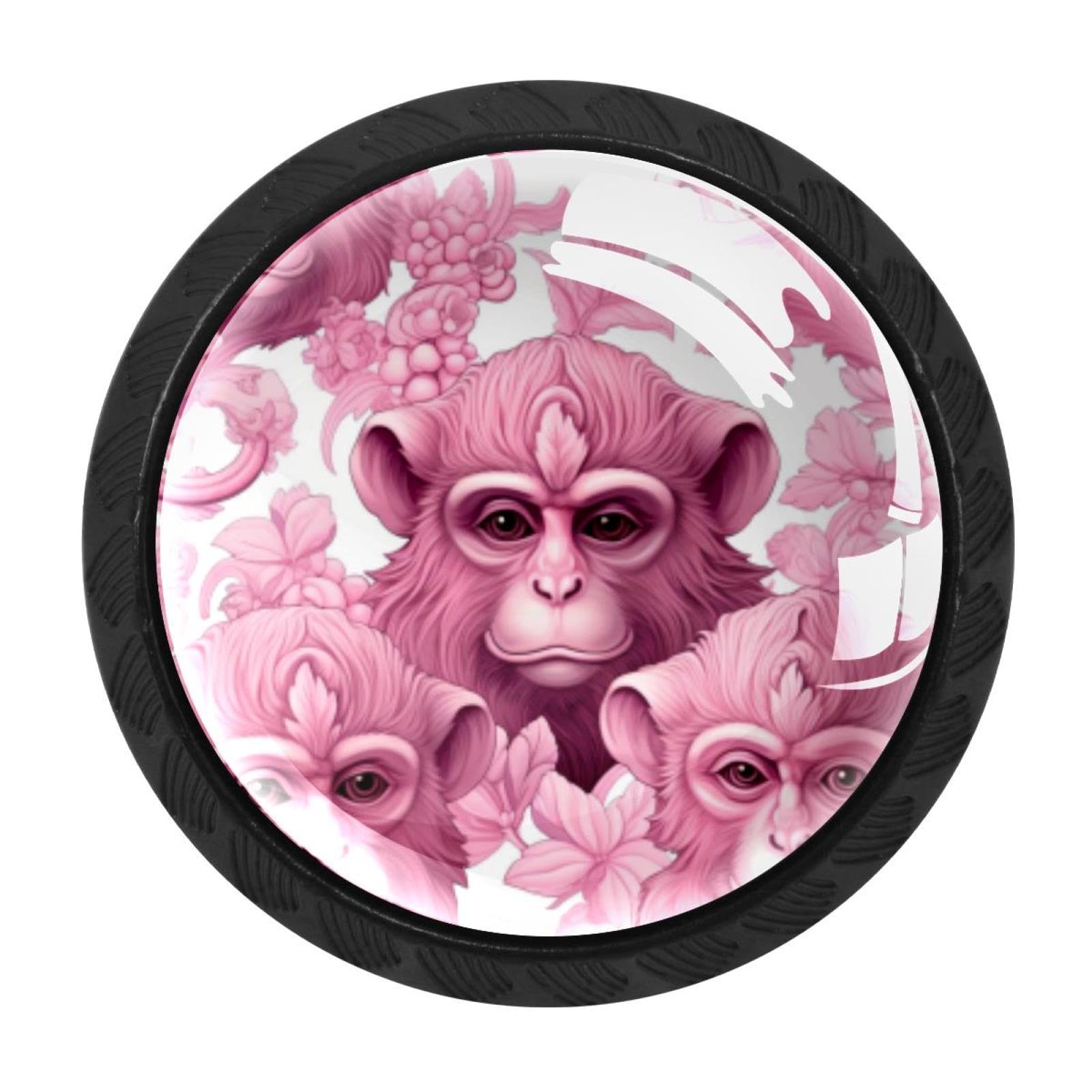 Chenzzzz Multicolored 05 4 Pack Black Pink Monkey Orangutan Kitchen Handles, Cabinet Pulls Hardware For Cupboard Drawer Knobs Dresser Pulls