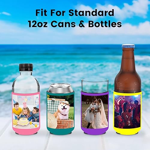 Miniatura 4 de 20 fundas personalizadas para enfriadores de latas, a granel, personalizables, de cerveza, refrescos, botellas, con logotipo, foto, texto, para