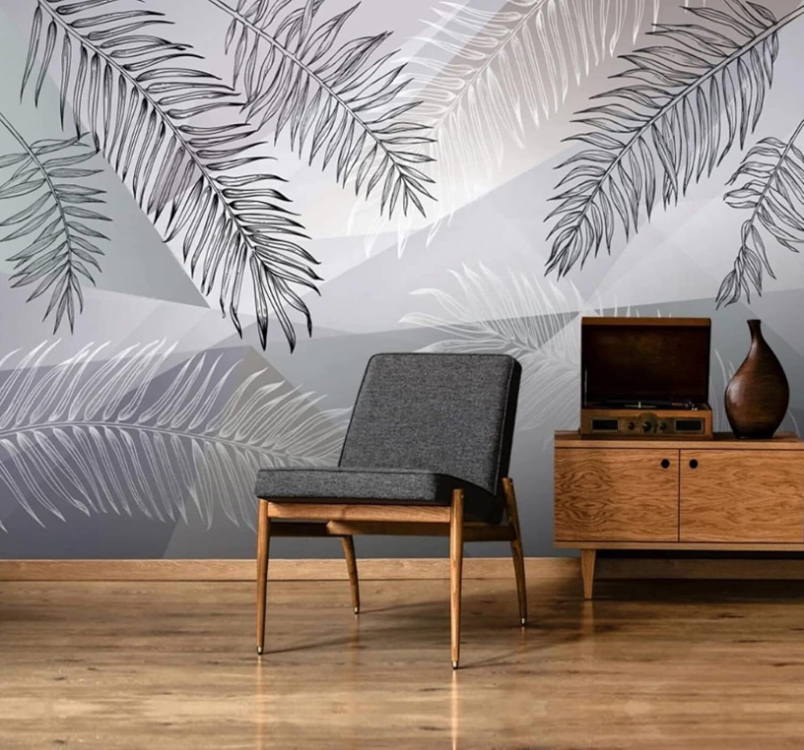 XLMING Abstract Hand Drawn Geometric Leaves Art 3D Wallpaper Luxury Home Dining Decor Paste Sofa Living Room The Wall for Bedroom Mural-350cm×256cm