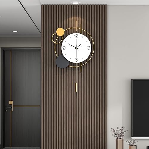 Reloj de pared grande para decoración de sala de estar, moderno reloj de pared decorativo de metal dorado para dormitorio, cocina, oficina, reloj de