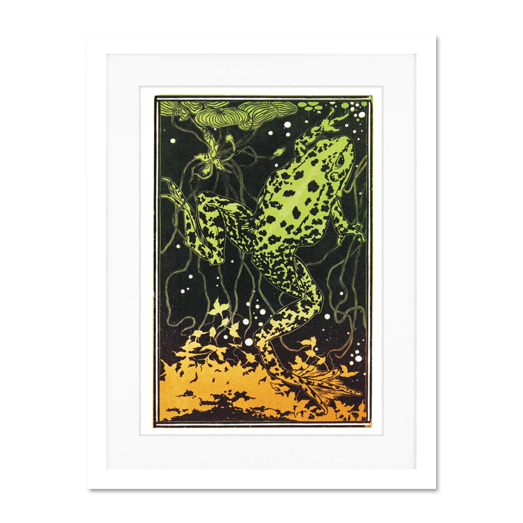 Wee Blue Coo Swimming Frog Julie De Graag Large Framed Art Print Wall Poster 18x24 inch