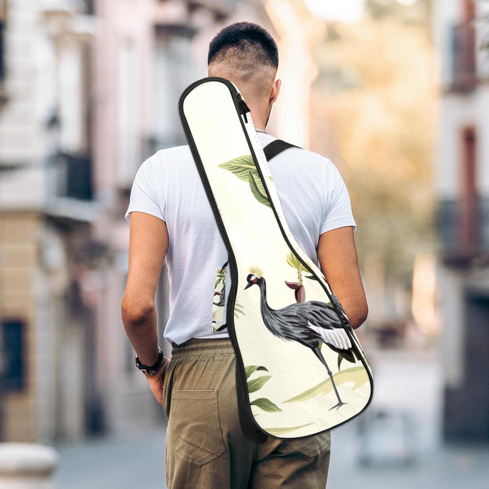 Custodia Per Ukulele Surwin - 21 Pollici, Imbottitura 10mm, Cinghie Regolabili, Marrone Chiaro