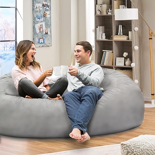 Miniatura 2 de Funda gigante para silla de puf para adultos (sin relleno, solo funda) 6 pies, cómoda funda de terciopelo holandés grande, puf  Funda de sofá