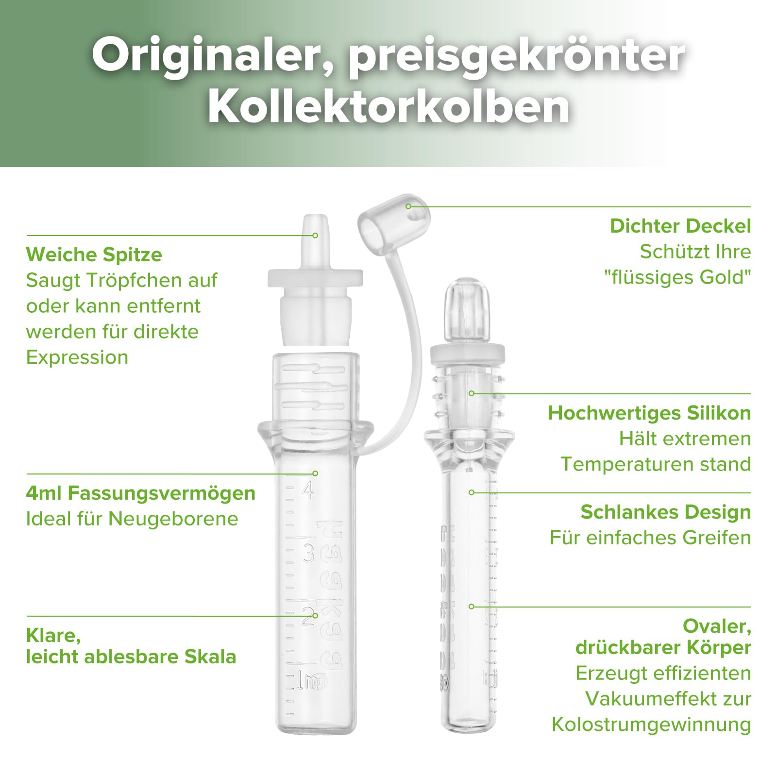 haakaa Silikon Kolostrum Sammler & Milchauffänger Set, BPA-frei, Wiederverwendbar, Mit Baumwoll-Reinigungstuch, Etikettenaufklebern und Aufbewahrungsbox, 4 ml/6 Stück