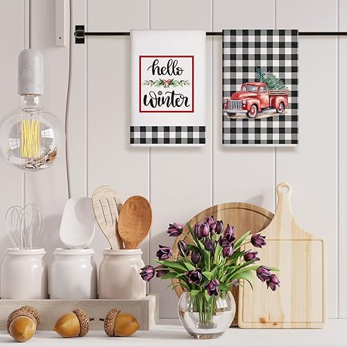 Miniatura 4 de Geyoga 6 paños de cocina de Navidad de 16 x 24 pulgadas, absorbentes, paños de cocina de Navidad, decoración de cocina de Navidad para Navidad,