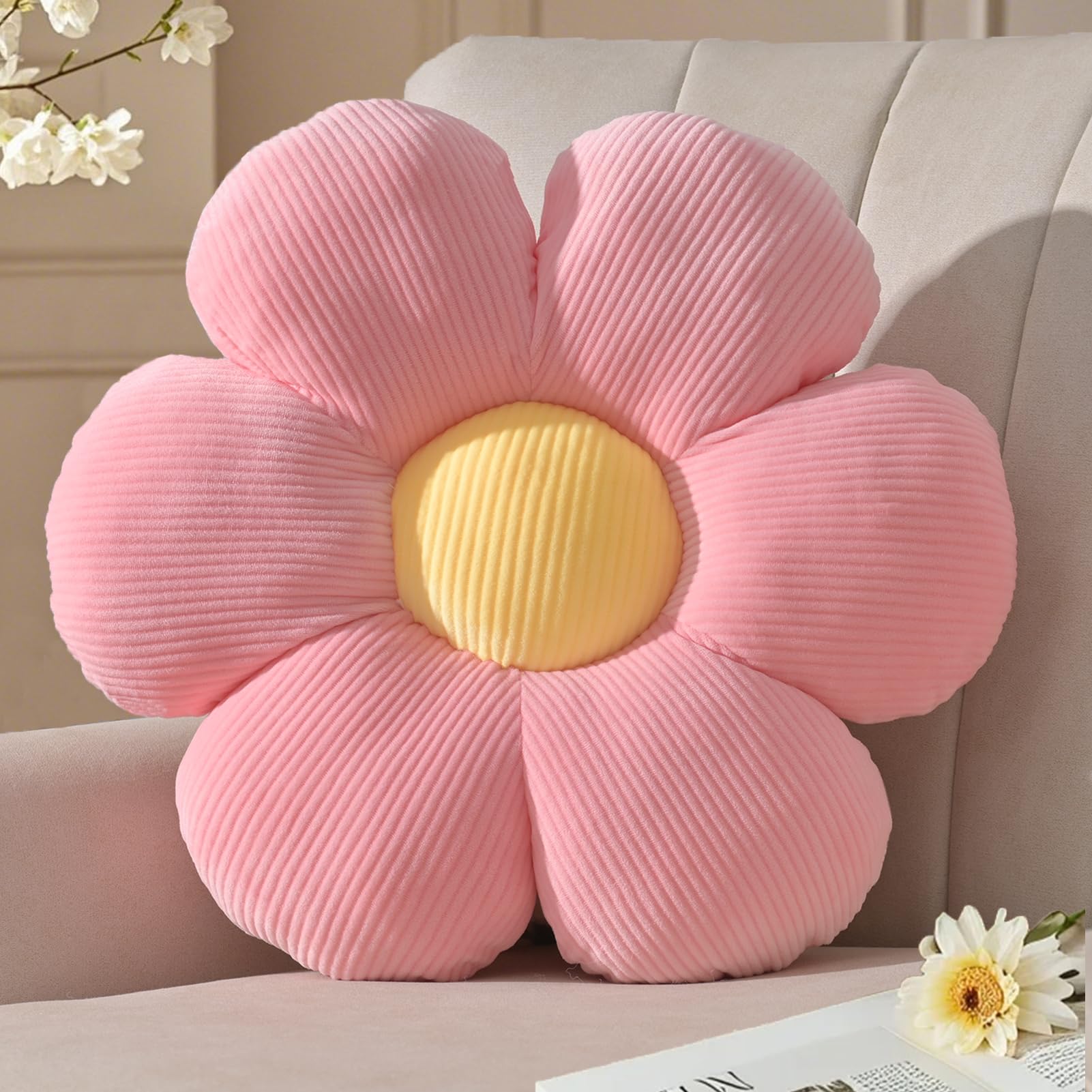 EVAGO Pluizig Lang Pluche Bloem Kussen Zachte Winter Warme Zonnebloem Vorm Bloemen Kussen Taille Kussen Voor Meisje Kantoor Kont Kussen Cadeau | NL