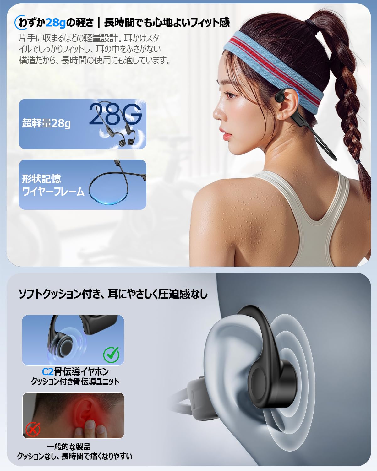 Amazon.co.jp: 骨伝導イヤホン Bluetooth こつでんどう イヤホン