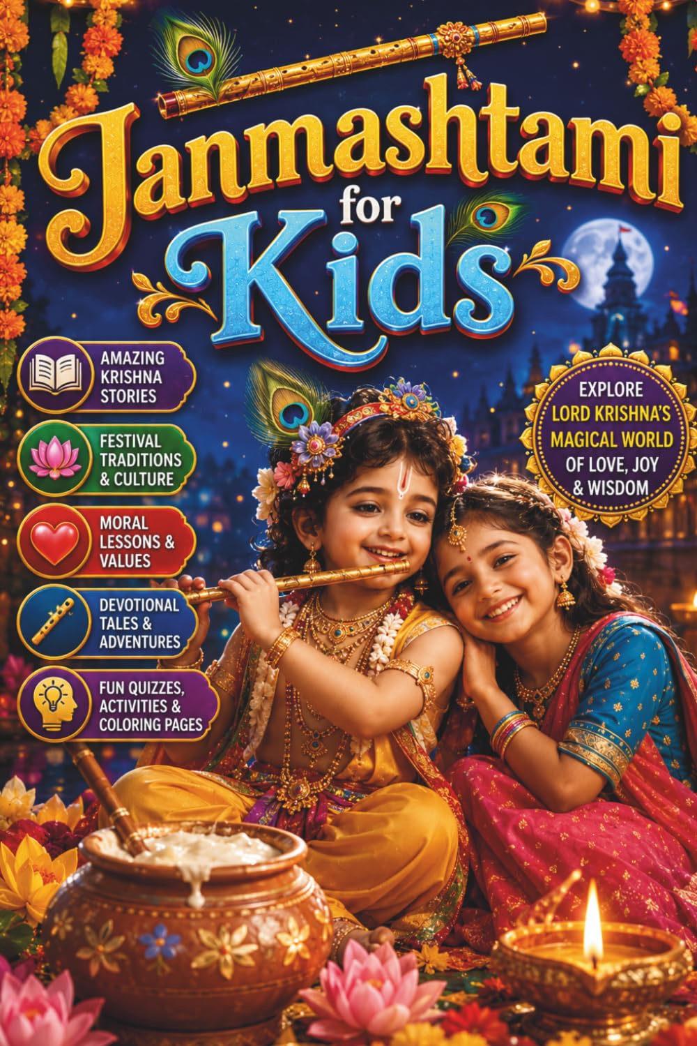 Janmashtami for Kids: Fun Krishna Stories, Hindu Mythology Tales, Lord Krishna’s Birth, Indian Festival Traditions, Moral Lessons, Devotional Stories, and Cultural Adventures for Young Readers