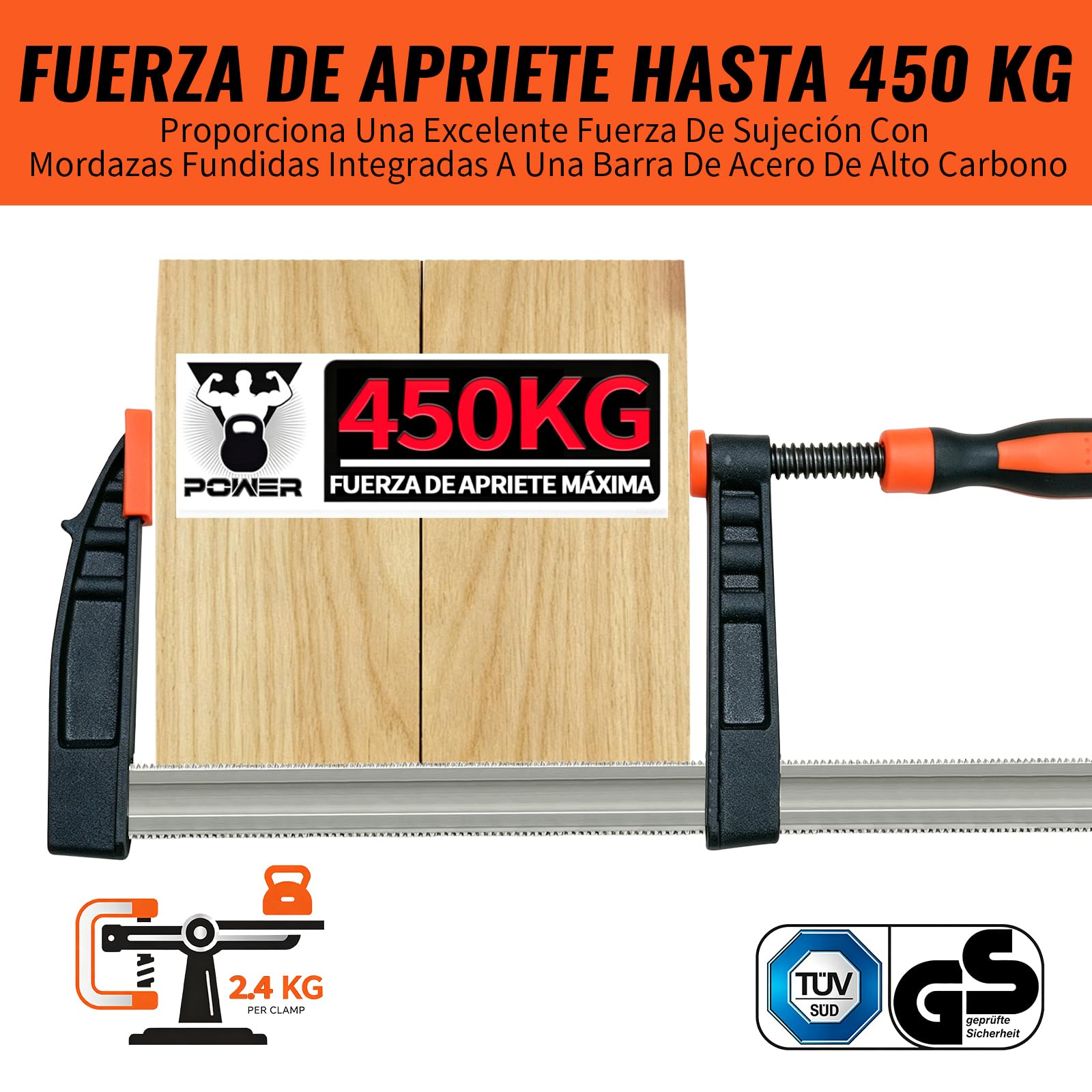 Abrazaderas de barra de 800 mm para carpintería, con certificado GS