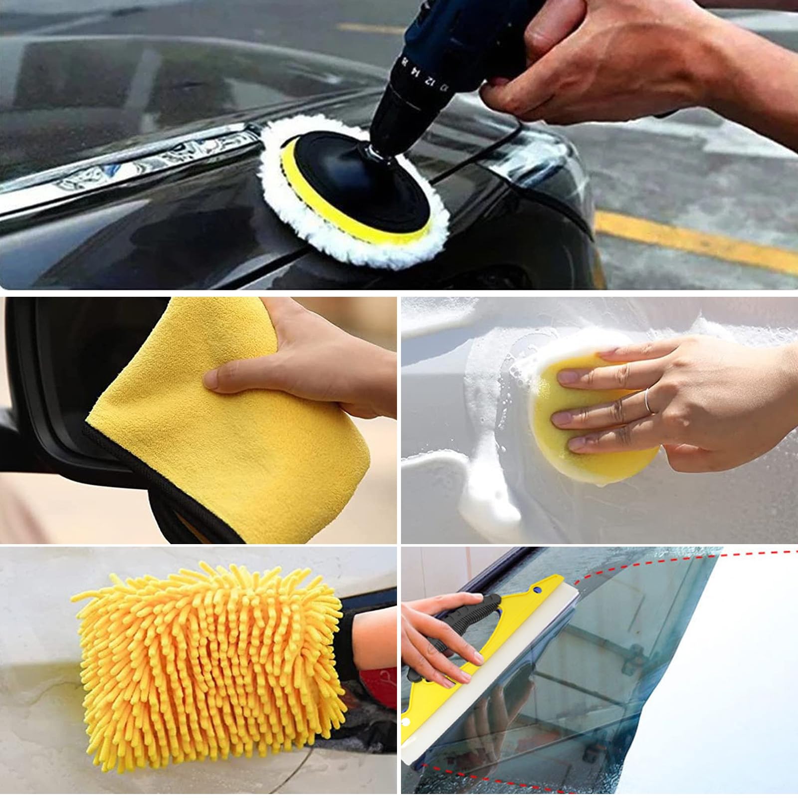 TEGOVE Kit De Nettoyage Voiture 39 Pièces - Brosse Perceuse Électrique Pour Jantes, Intérieur Et Extérieur Auto, Idéal Pour Voiture, Maison, Canapé Et Barbecue