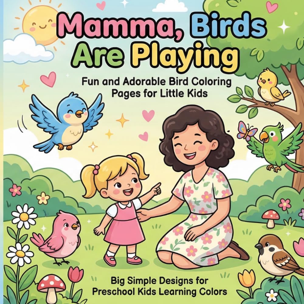 Mamma Birds Are Playing: Fun and Adorable Bird Coloring Pages for Little Kids | bird coloring book for kids | Coloring Book for Kids | Big Simple Designs for Preschool Kids Learning Colors