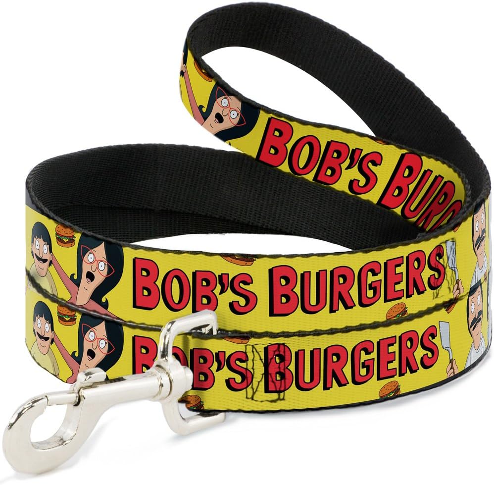 Dog Leash Bobs Burgers Belcher Family Group Pose2 Burgers Yellow 6 Feet Long 1.5 Inch Wide