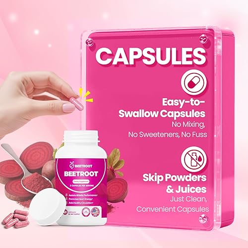 Miniatura 5 de Cápsulas de raíz de remolacha 1300 mg de polvo de raíz de remolacha orgánica, sin OMG y suplemento vegano para energía, resistencia y apoyo al