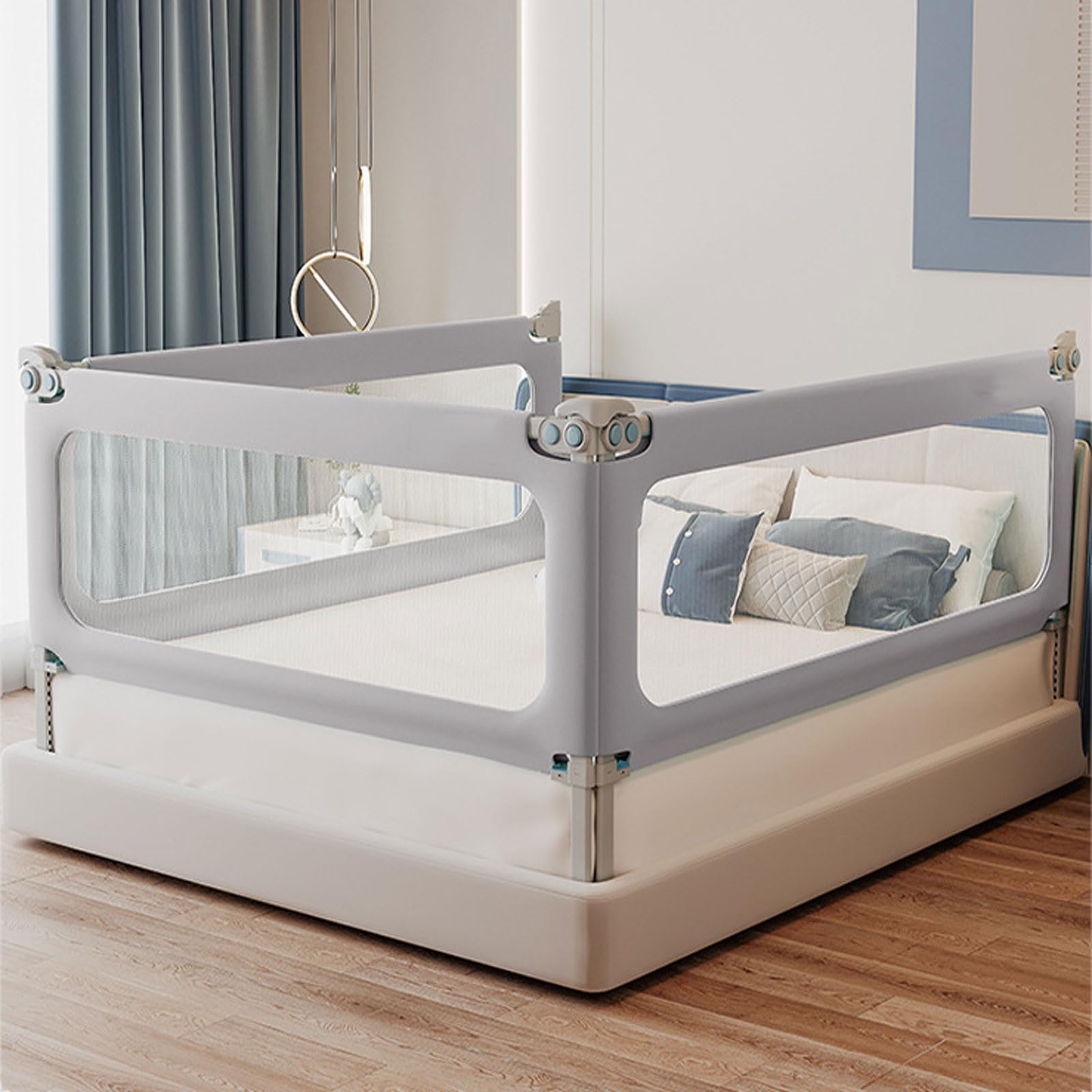 Barandilla de Cama para niños pequeños, barandilla de Seguridad para Cama Infantil, barandilla de Cama para bebé Ajustable en Altura y Plegable, con Doble Cierre de Seguridad y Bar