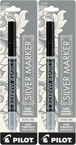 Pilot Silver Metallic Permanent Paint Marker, Extra Fine Point, 2-PACK(41600)