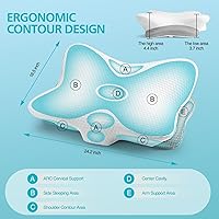 Vista 3 de Almohada cervical para aliviar el dolor de cuello y hombros, almohada ergonómica de contorno de espuma viscoelástica con doble altura ajustable