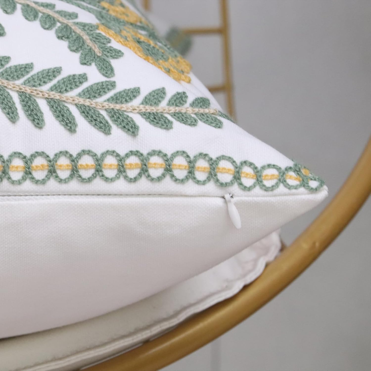 Set of 2 Embroidered Decorative Throw Pillow Covers Couch Square Pillowcases Cushion for Bedroom Sofa Farmhouse Decor 18x18 Inch (Flower-A)