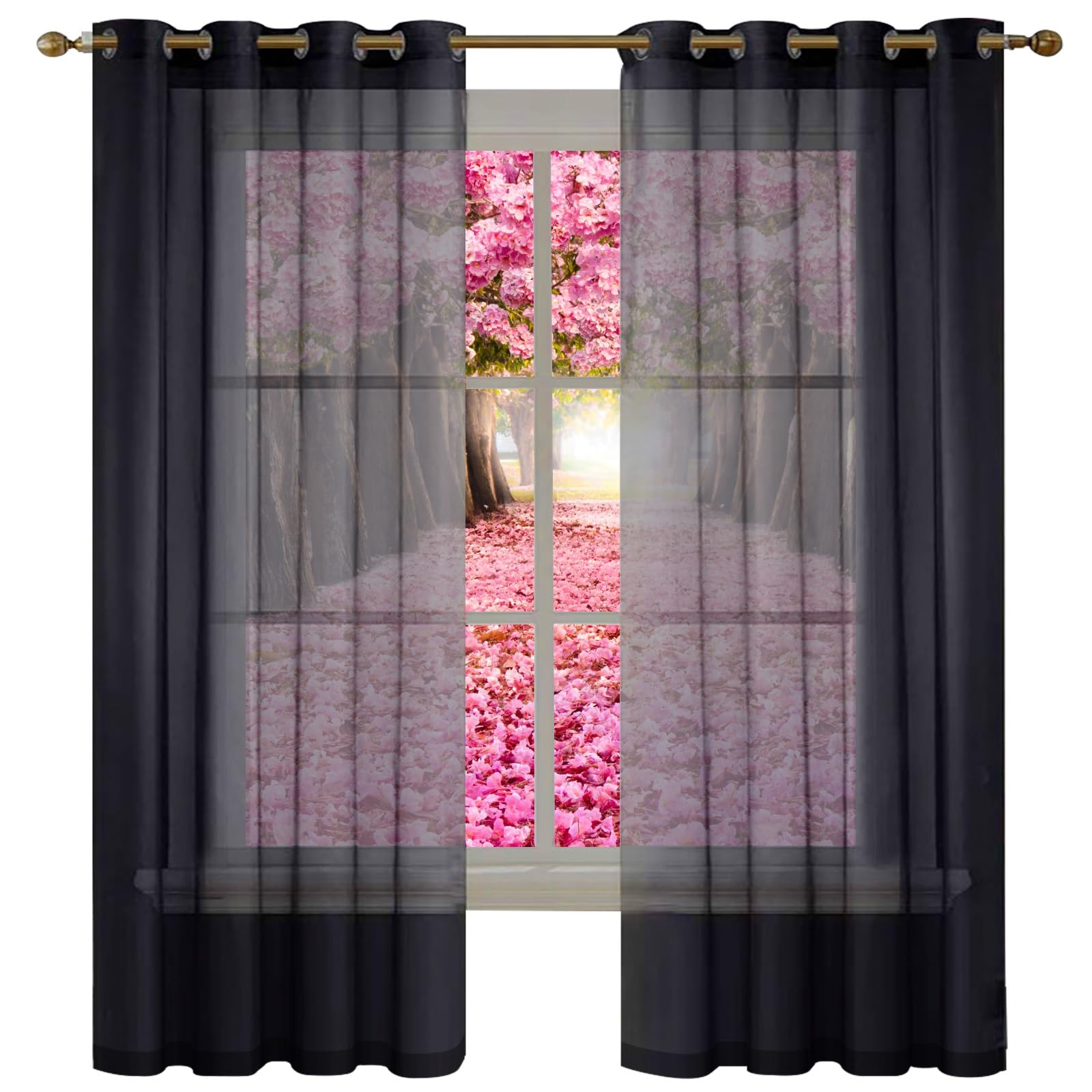 Voilage translucide noir régulateur de lumière pour chambre