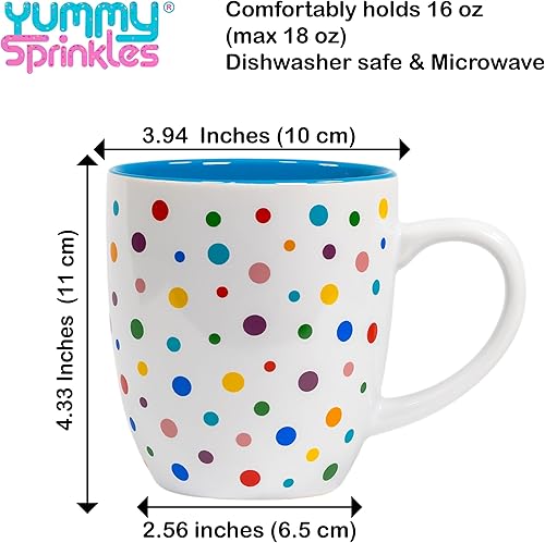 Miniatura 9 de Taza  Bonita taza de café rosa con chispas de arco iris  Regalo de taza de café para pastel de cumpleaños  Taza grande de cerámica blanca con