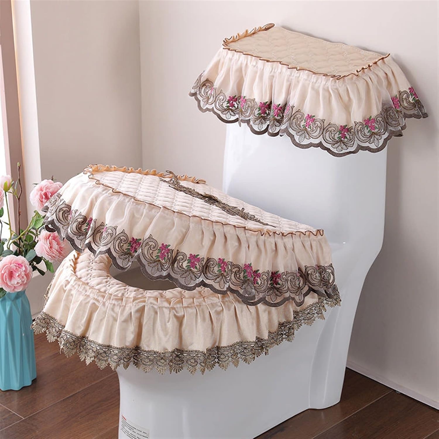 MGRAS Toilet Seat Cover Set Thick Fashion Toilet Cover European Toilet Case Blue/Red