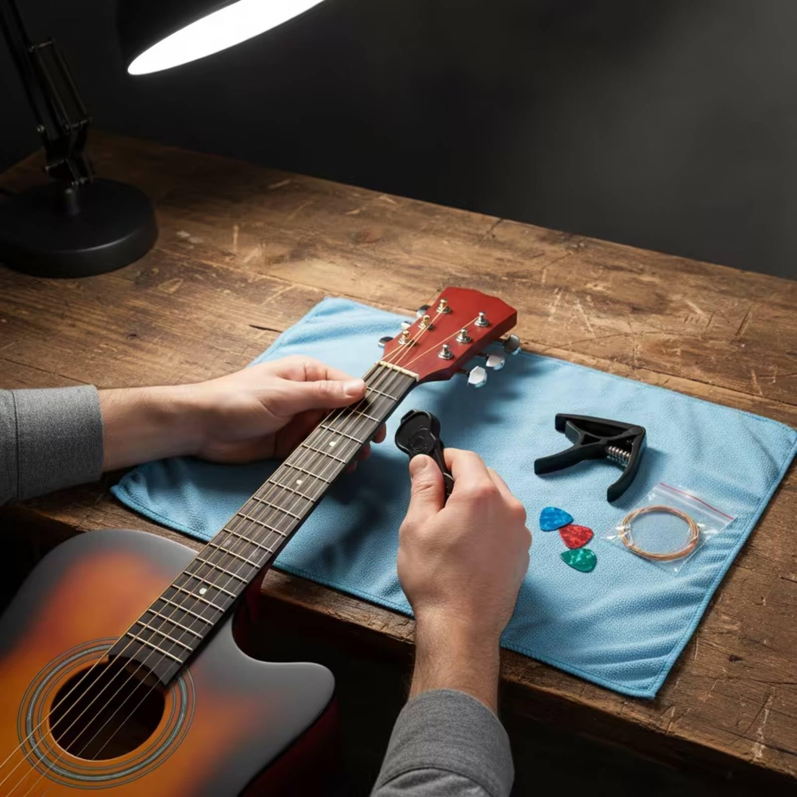Chitarra Acustica da Chitarra Folk Leggero Strumento per Principianti, Studenti, Casa, Blu Sfumato