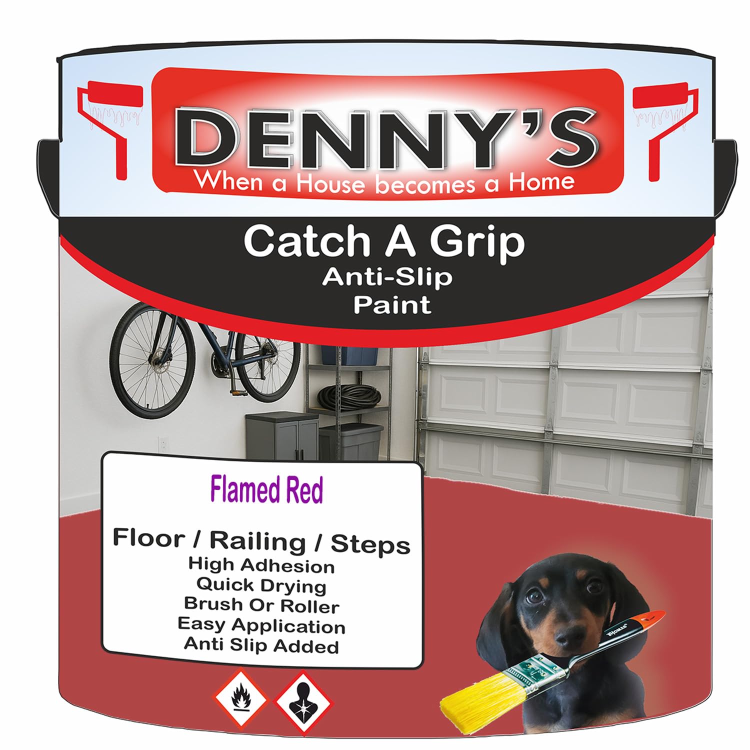 SCOOBYS PAINTS BACK IN THE MIX Catch A Grip Anti Slip Floor Paint – Non Slip Coating for Steps, Railings & Garages – 170 Colours, High Adhesion, Quick Dry, Multiple Sizes (Flamed Red, 5 Litre Tin)