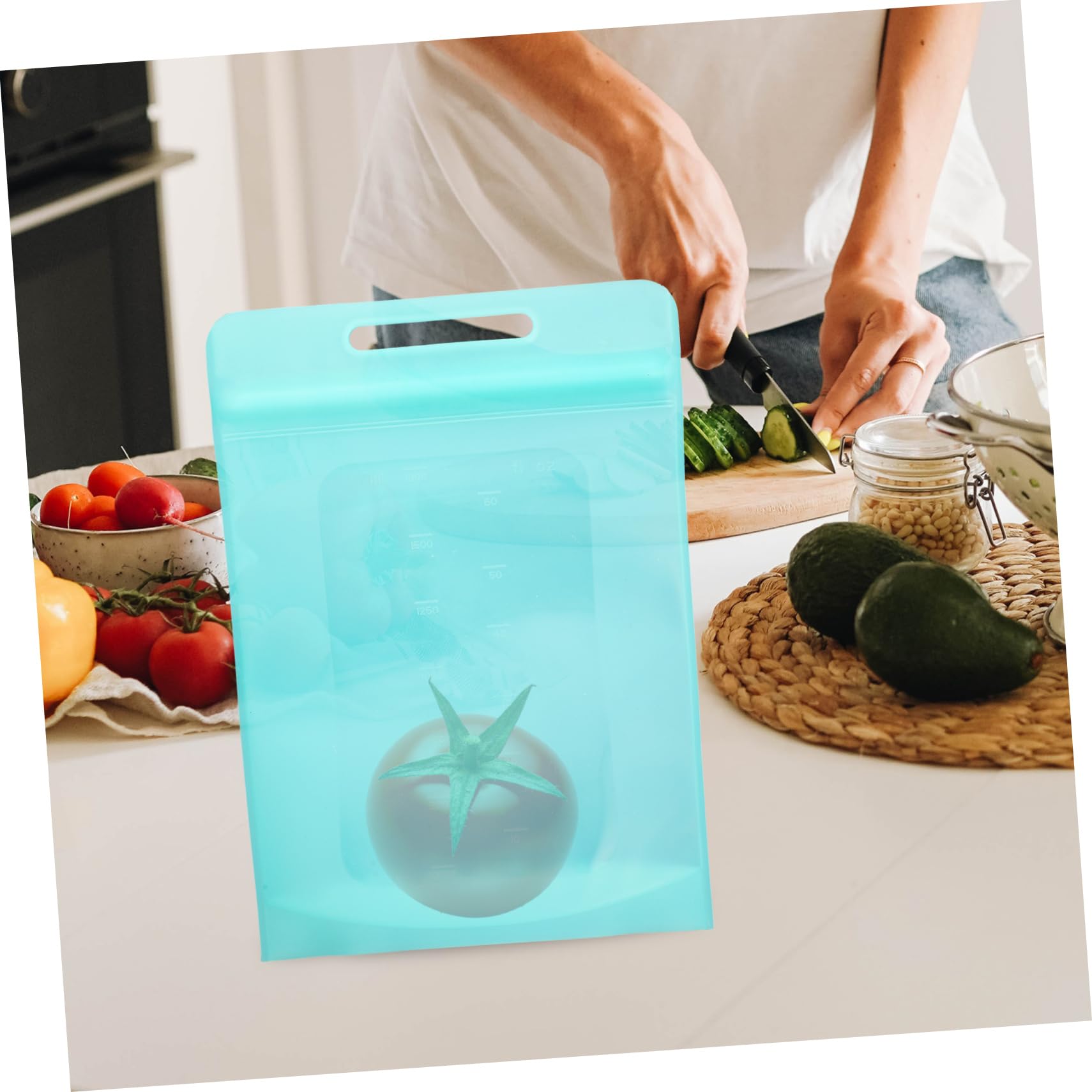 Bolsa de Almacenamiento de Silicona de 4 Piezas, Bolsa de Alimentos para el hogar, Bolsa de refrigerador para el hogar, Bolsa de Alimentos Reutilizable, Conveniente Bolsa para con