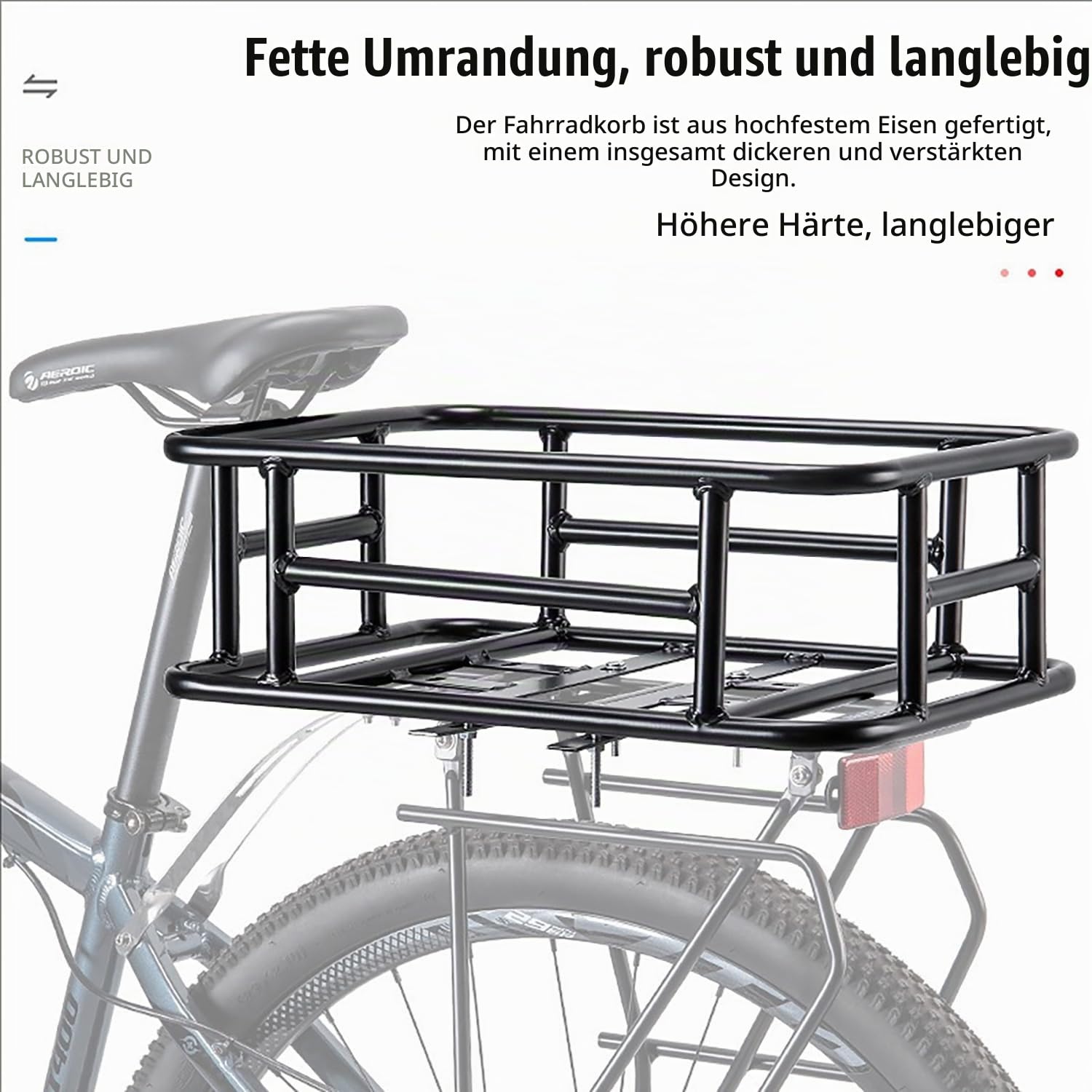 Fahrradkorb Hinten Abnehmbar,Tragfähigkeit Bis Zu 50 Kg,Geeignet Für Die Meisten Fahrräder Und e-Bikes, Ideal Für Radtouren, Den Transport Von Einkäufen, Sportgeräten Oder Haustieren,Schwarz