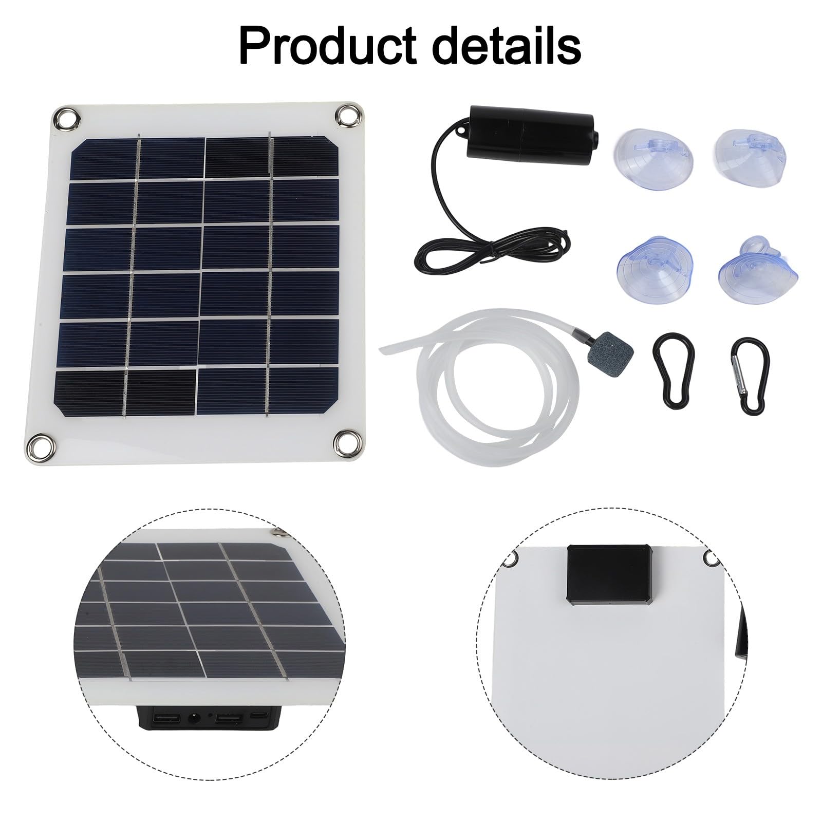 Aérateur solaire de bassin 20 W, pompe à oxygène silencieuse avec panneau monocristallin pour bassins et aquariums extérieurs