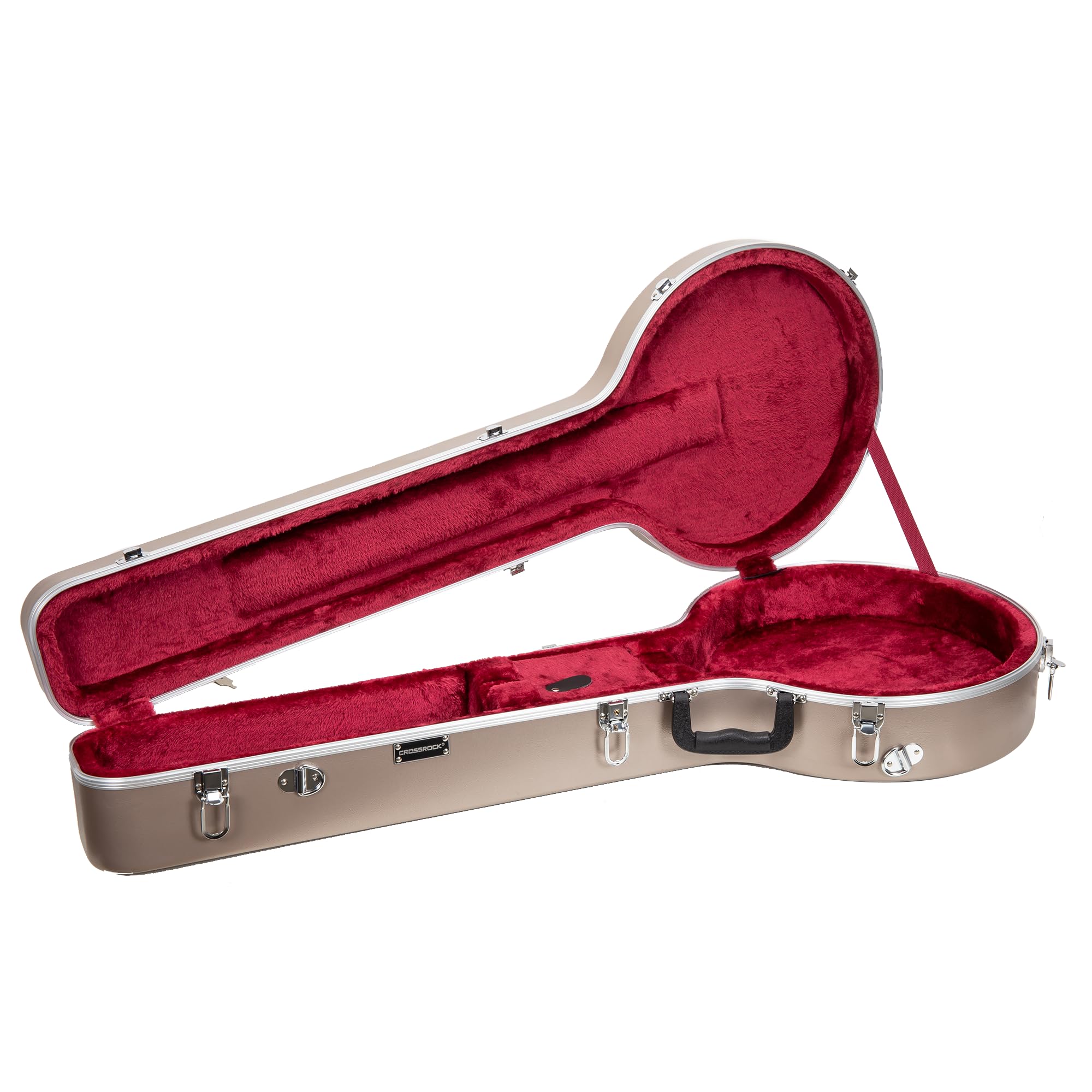 Crossrock ABS Molded Banjo Case for 5-String Resonator & Tenor | Matte Finish, Locking Latch, Backpack Straps – Lightweight Hardshell Protection-Champagne (CRA861BJCH)