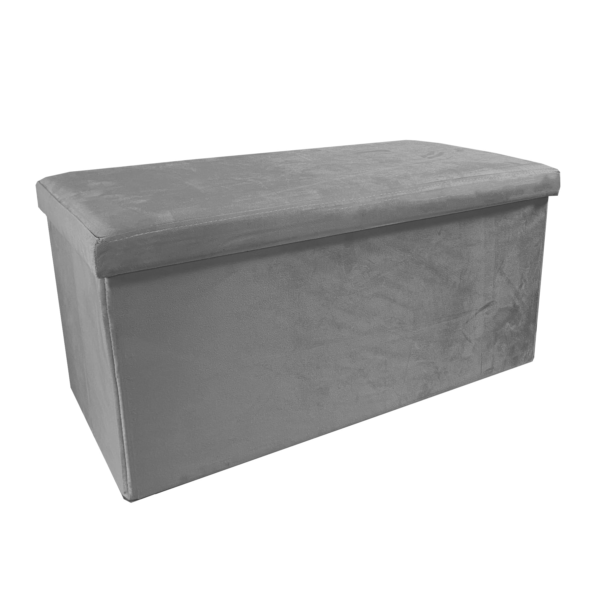 Nyana Puff Ottoman Rectangular Terciopelo Plegable 76x38x38cm Home | Gran Almacenaje | Estilo Otomano | Terciopelo Suave (Gris)