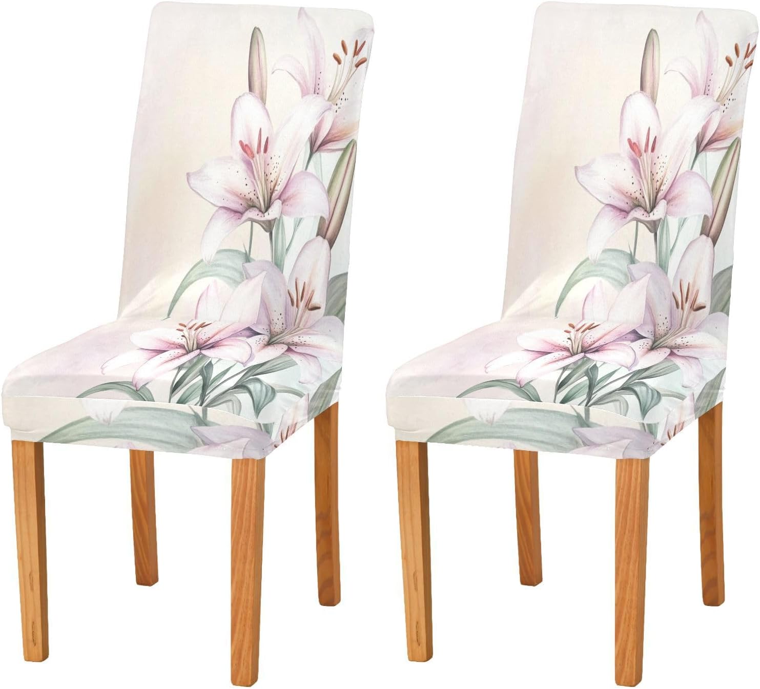 ALAZA Chair Covers for Dining Room, Elegant Hand Painted Lilies Stretch Chair Cover Sets Chair Protector Removable Washable for Ktichen Restaurant Hotel