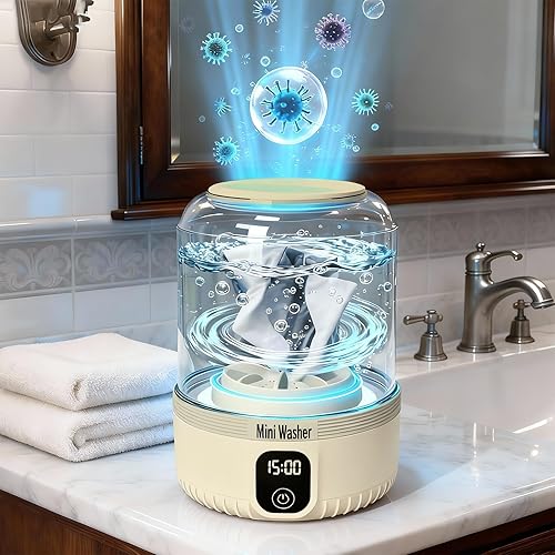 Lavadora portátil, mini lavadora mejorada 2025 limpia profundamente pequeños artículos de lavandería, calcetines, ropa interior, ropa de bebé,