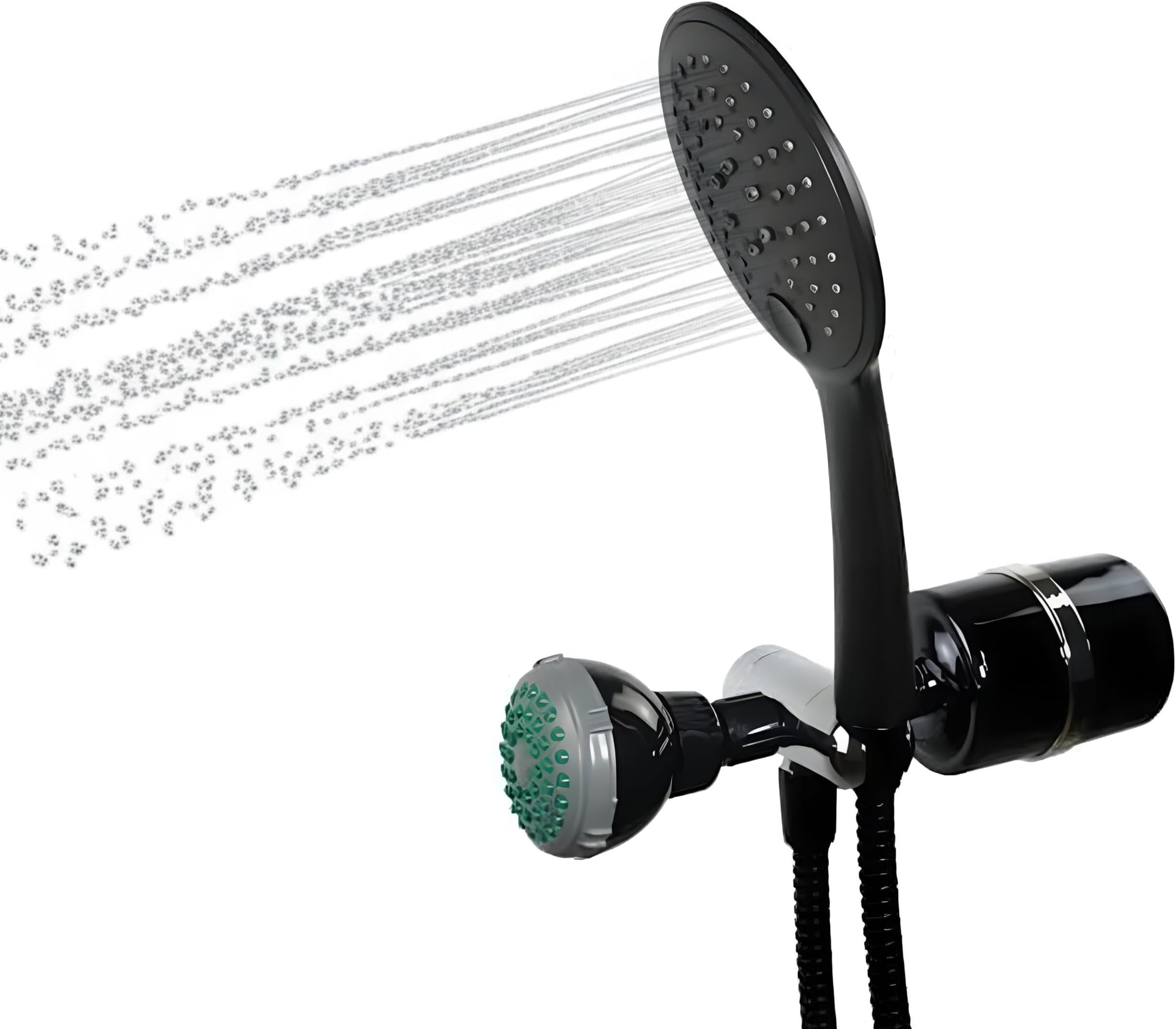 Luxury 2-in-1 Handheld and Shower Head Combo Filter System - Black - BPA Free | 1.25-2.5 GPM | Reversible Cartridge | Great for Dechlorination