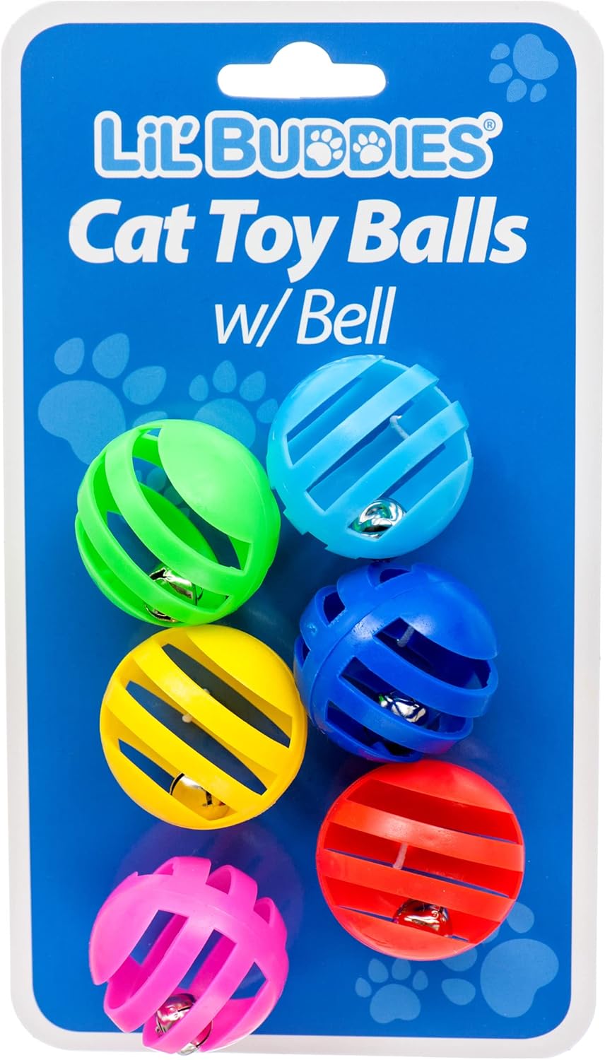 Lil' Buddies Plastic Cat Toy Ball with Bell (6 Balls